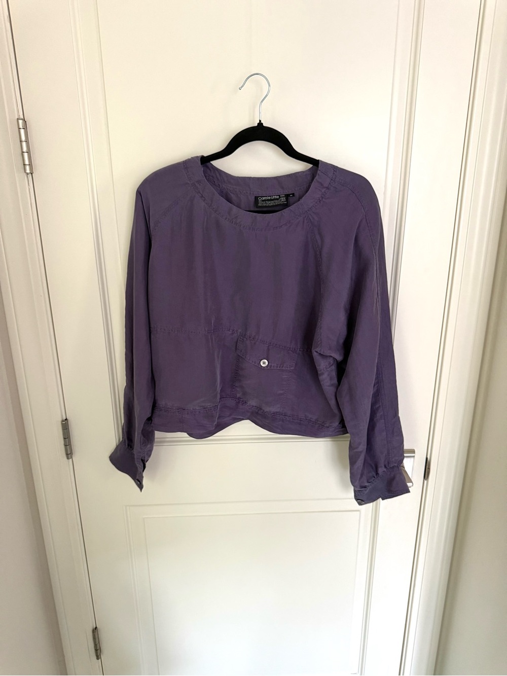 Vintage Carole Little Saint-Tropez Purple 100% Silk Cropped Top Slouchy Sz 10